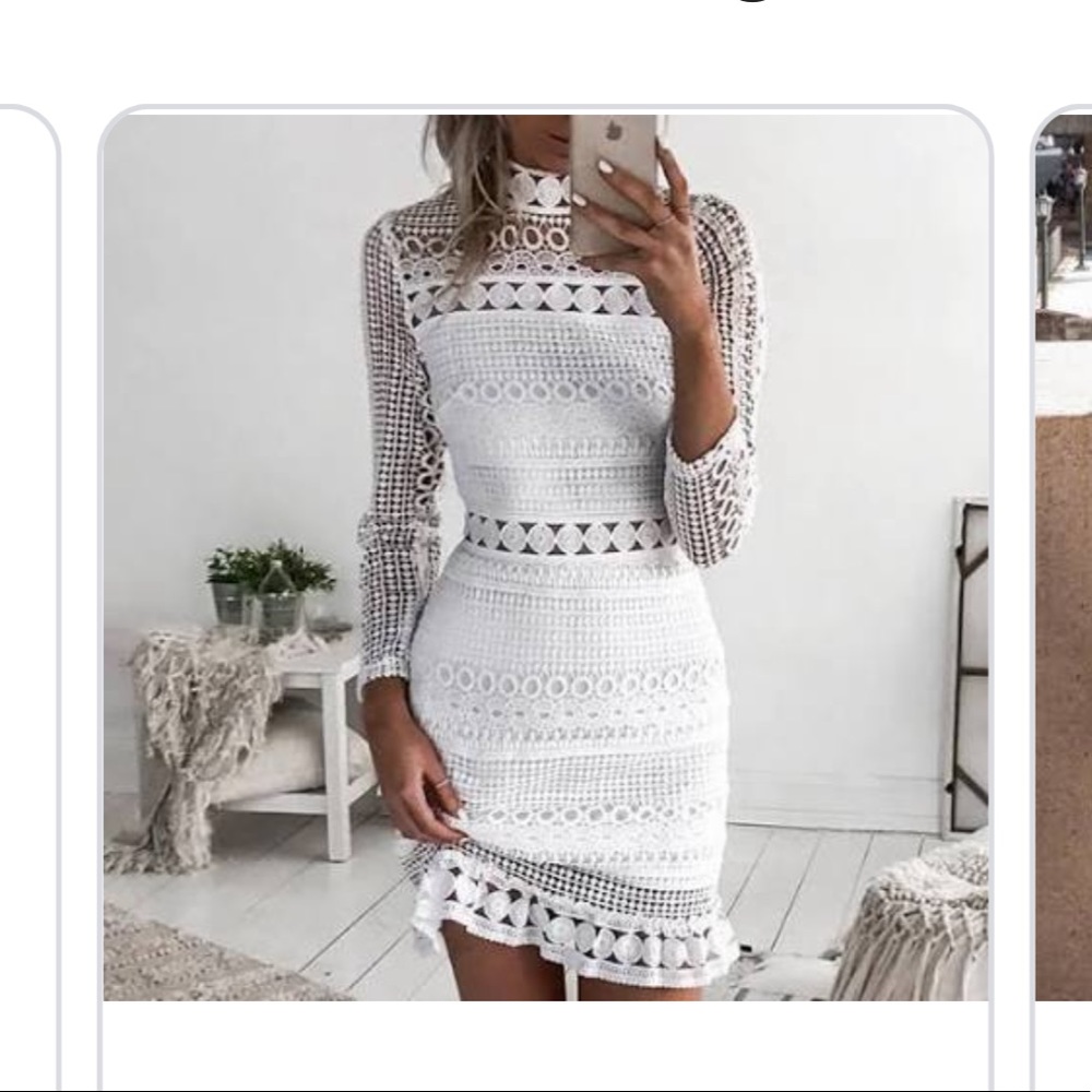 White laced long sleeved dress
